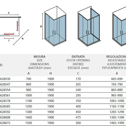 Box Doccia Profili Neri 6mm Anticalcare Cristallo Satinato H190