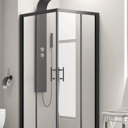 Box Doccia Profili Neri 6mm Anticalcare Doppio Scorrevole H190