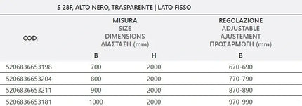 Box Doccia Profili Neri Trasparente H200 Apertura Interna Esterna