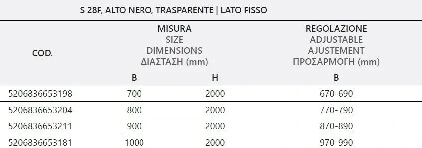 Box Doccia Profili Neri Trasparente H200 Apertura Interna Esterna
