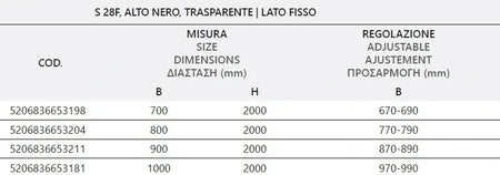 Box Doccia Profili Neri Trasparente H200 Apertura Interna Esterna