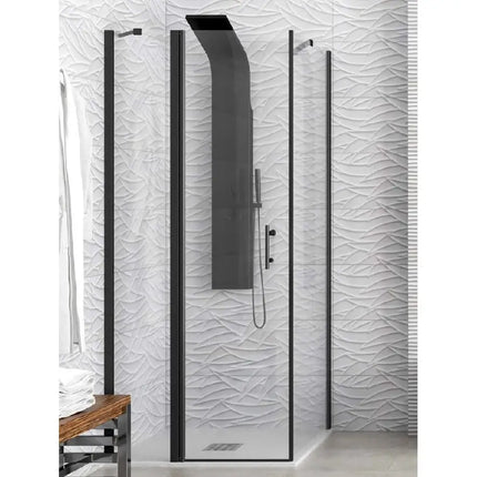 Box Doccia Profili Neri Trasparente H200 Apertura Interna Esterna