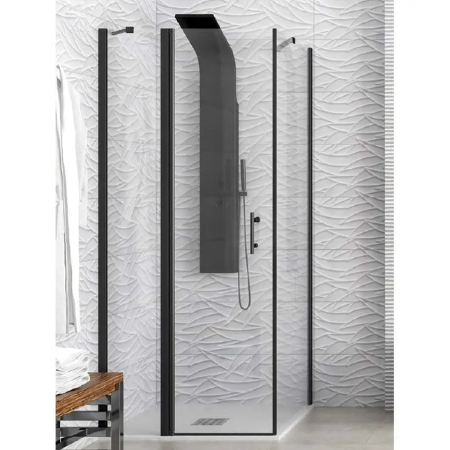 Box Doccia Profili Neri Trasparente H200 Apertura Interna Esterna