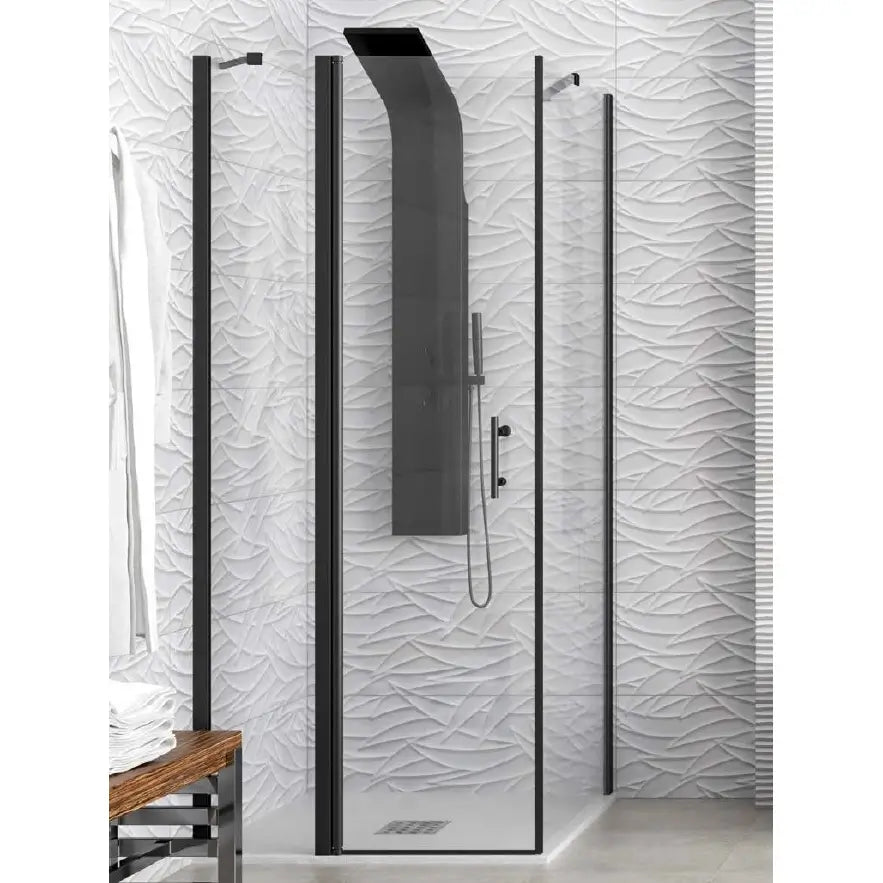 Box Doccia Profili Neri Trasparente H200 Apertura Interna Esterna