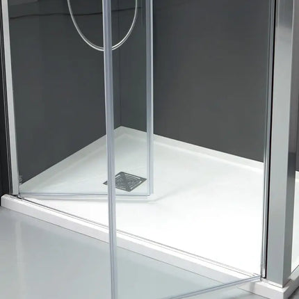 Box doccia saloon cromato 6mm anticalcare H200, cristallo trasparente, porte battenti, bagno elegante classico