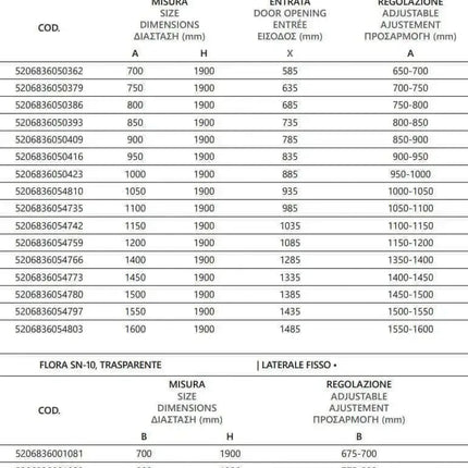 Box Doccia Saloon Apertura Interna Esterna e Lato Fisso H200 6mm