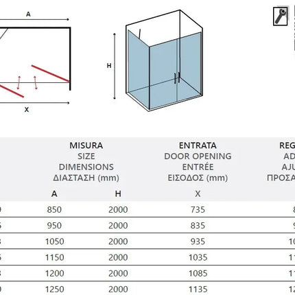 Box Doccia Saloon Satinato Apertura Interna Esterna H200 6mm