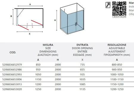 Box Doccia Saloon Satinato Apertura Interna Esterna H200 6mm