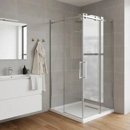 Box Doccia 8mm Doppia Anta Scorrevole H190 Acciaio Inox