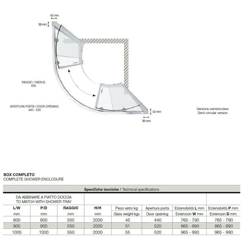 Dettagli tecnici Colacril FS40 simmetrico