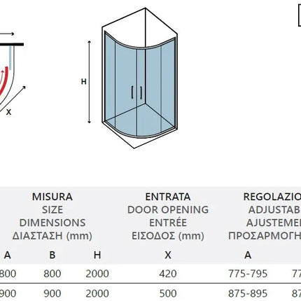 Box Doccia Semicircolare 8mm Anticalcare H200 Anta Scorrevole