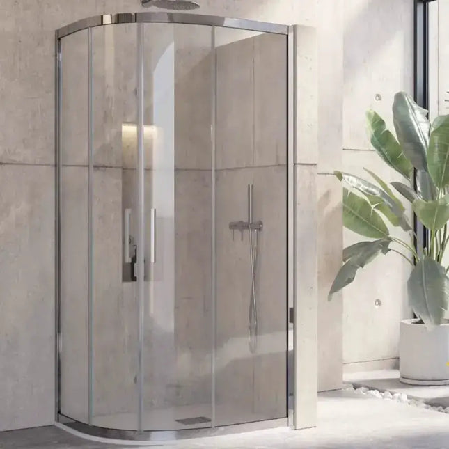 Box Doccia 80x80 Semicircolare Acciaio Inox Trasparente 8mm H190