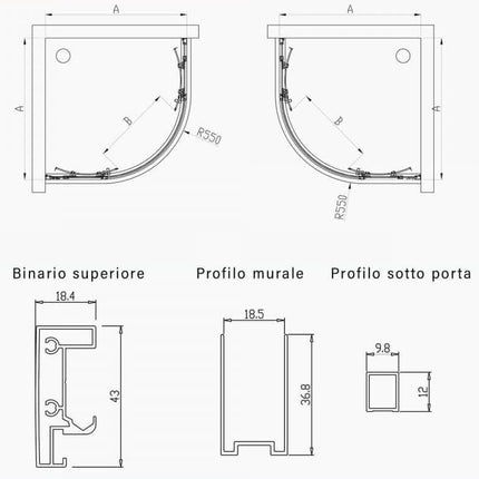 Box Doccia Semicircolare Acidato 6mm Apertura Scorrevole Anti Calcare