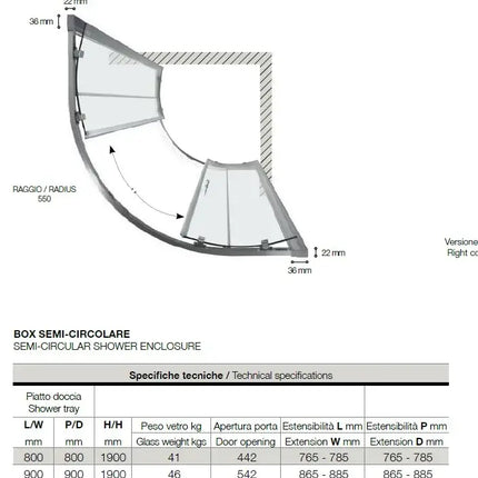 Box Doccia Semicircolare ECO 6mm Porte Scorrevoli H190