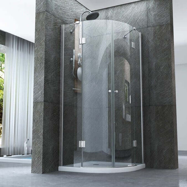 Box Doccia 80x80 Semicircolare H195 Trasparente 8mm Doppia Anta Battente - Leo
