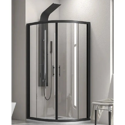 Box Doccia Semicircolare Trasparente 6mm Profili Neri H190