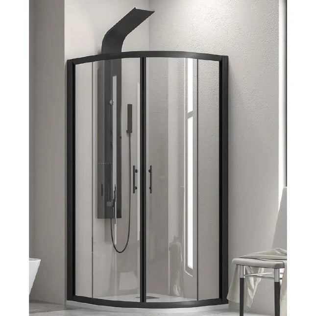 Box Doccia Semicircolare Trasparente 6mm Profili Neri H190