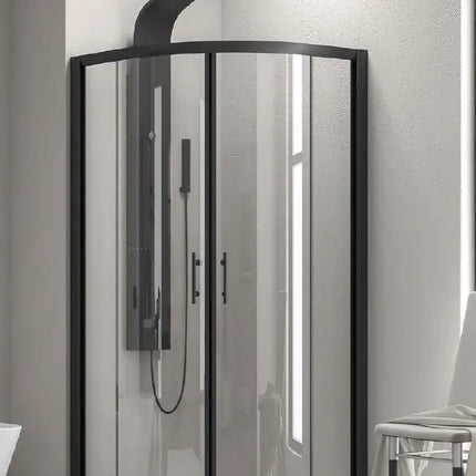 Box Doccia Semicircolare Trasparente 6mm Profili Neri H190