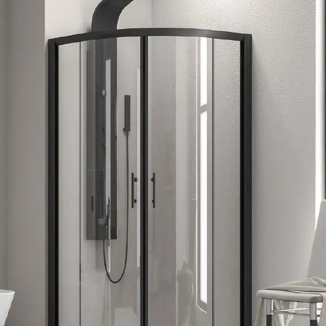 Box Doccia Semicircolare Trasparente 6mm Profili Neri H190