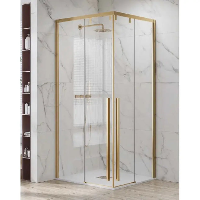 Box Doccia Soft-Close H200 8mm Anticalcare Profili Oro Spazzolato