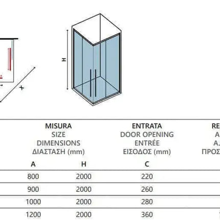 Box Doccia Soft-Close H200 Doppia Scorrevole 8mm Trasparente Anticalcare
