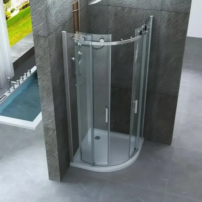 Box Doccia Trasparente 8mm H195 Semicircolare Doppia Anta Scorrevole - Virgo