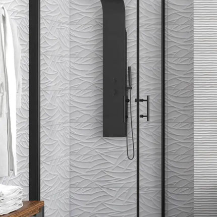 Box Doccia Trasparente H200 Doppia Battente Profili Neri