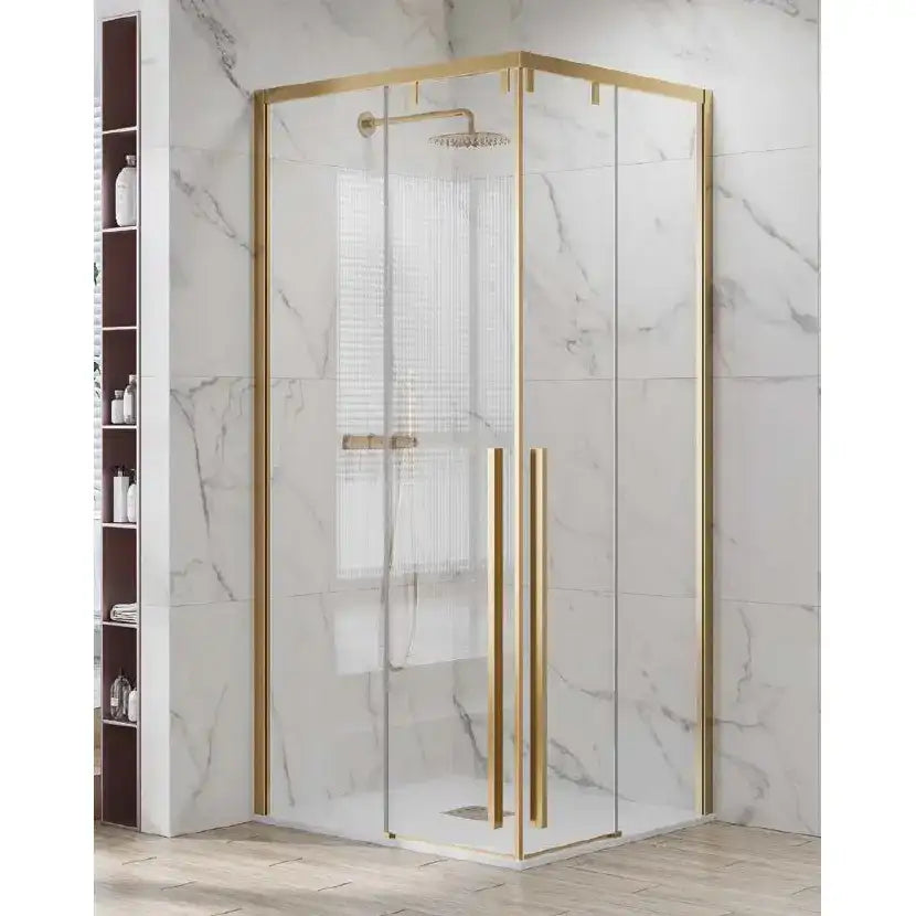 Box Doccia Soft-Close H200 8mm Anticalcare Profili Oro Spazzolato