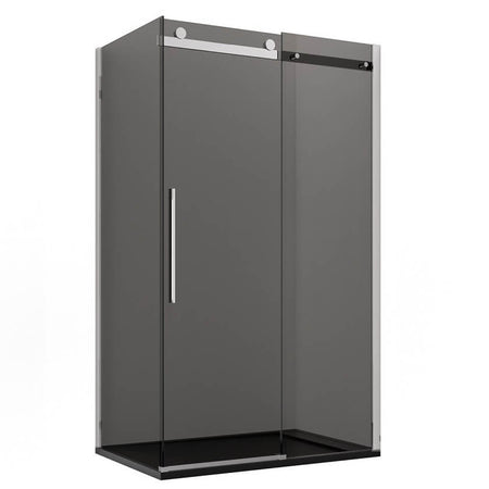 Box Doccia Vetro Fumè Due Lati Angolare 8mm Porta Scorrevole E Trattamento Anticalcare - E2.0B