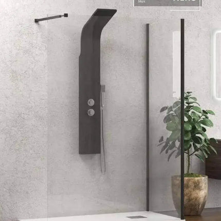 Box Doccia Walk in Profili Neri H200cm 8mm Anticalcare