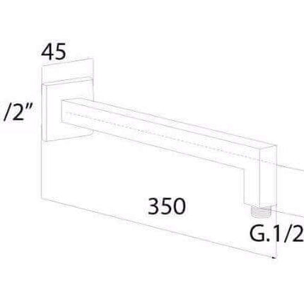 Braccetto design squadrato per soffione - 35cm