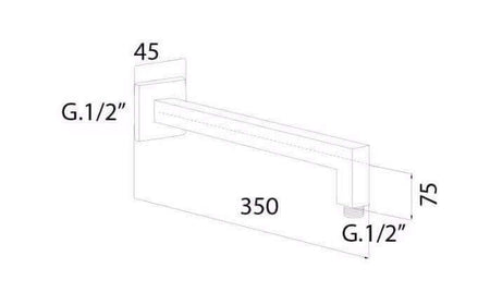 Braccetto design squadrato per soffione - 35cm