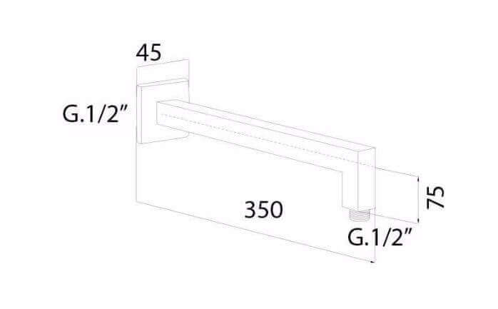 Braccetto design squadrato per soffione - 35cm