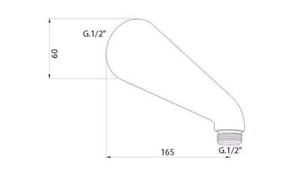 Braccetto doccia corto attacco 1/2 pollice