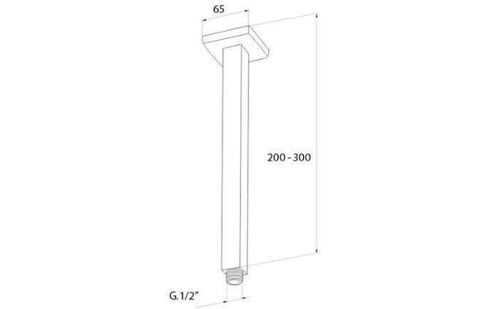Braccio doccia a soffitto design squadrato - 20cm / 30cm
