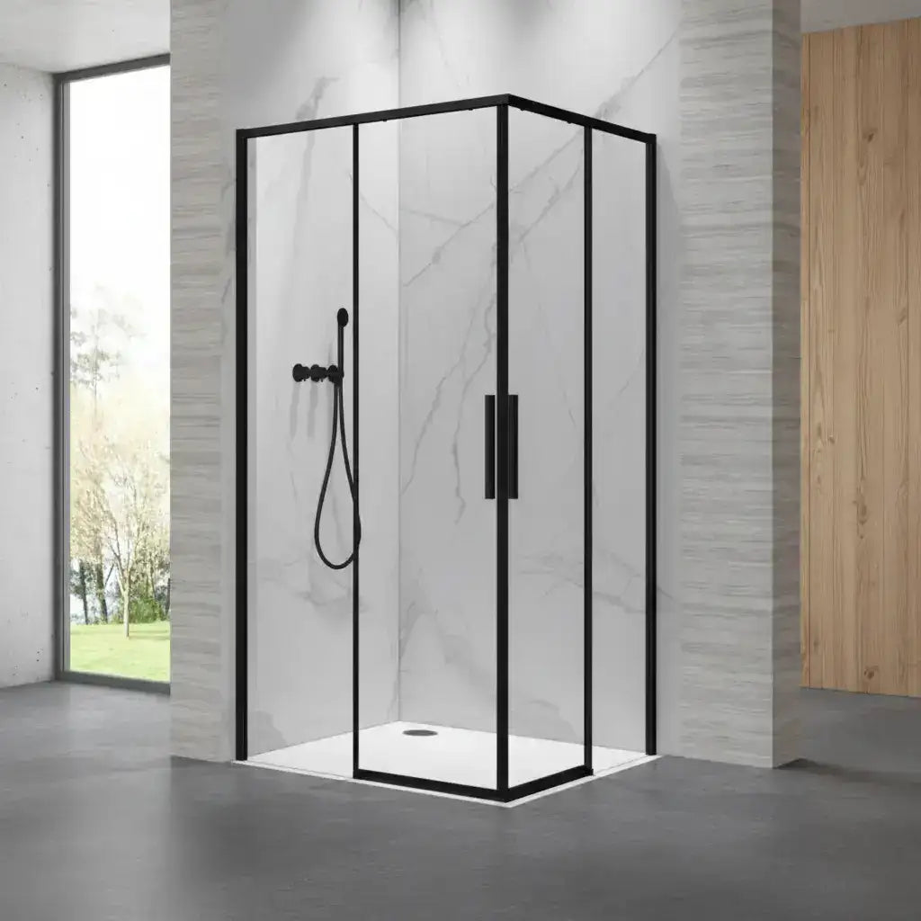 Box Doccia Doppio Scorrevole 6mm Anticalcare H200 Profili Neri