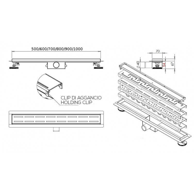 Geberit CleanLine - Canalina per doccia in acciaio inox, 30-130 cm, acciaio lucido/spazzolato Geberit CleanLine - Canalina per doccia in acciaio inox, 30-130 cm, acciaio lucido/spazzolato