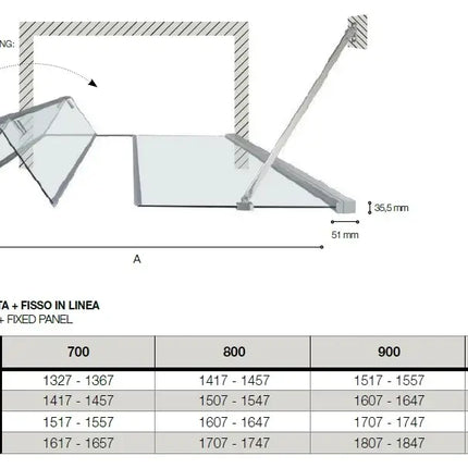 Chiusura Doccia Nicchia Fisso Più Porta a Libro Anticalcare 6mm H200