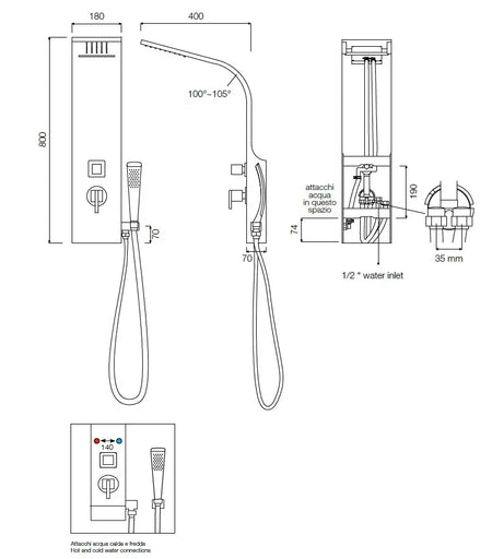Colonna Doccia Idromassaggio Con Cascata - Senna