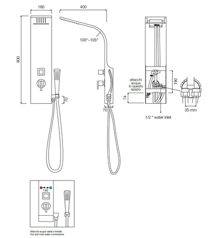 Colonna Doccia Idromassaggio Con Cascata - Senna - Shopbagno.it