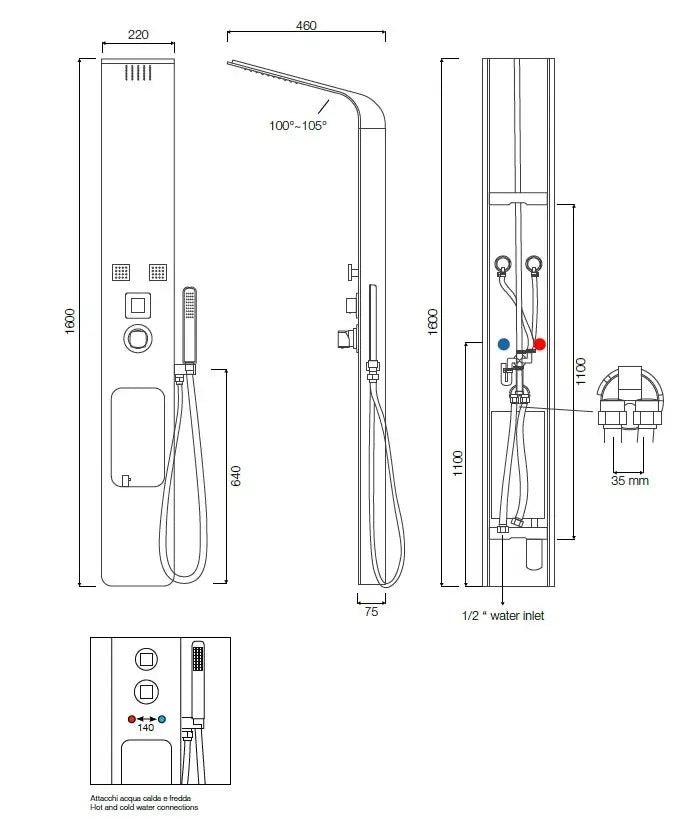 Colonna Doccia Idromassaggio Con Dispenser - Loira