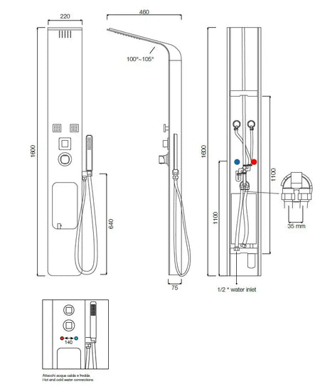 Colonna Doccia Idromassaggio Con Dispenser - Loira