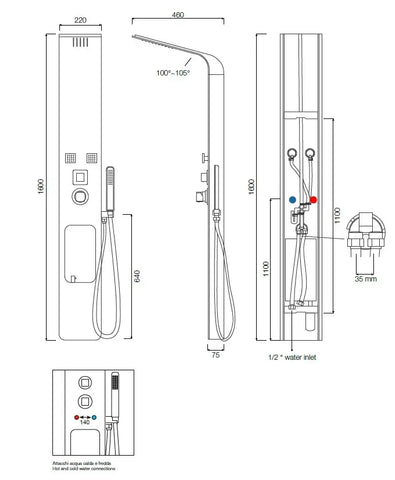 Colonna Doccia Idromassaggio Con Dispenser - Loira - Shopbagno.it