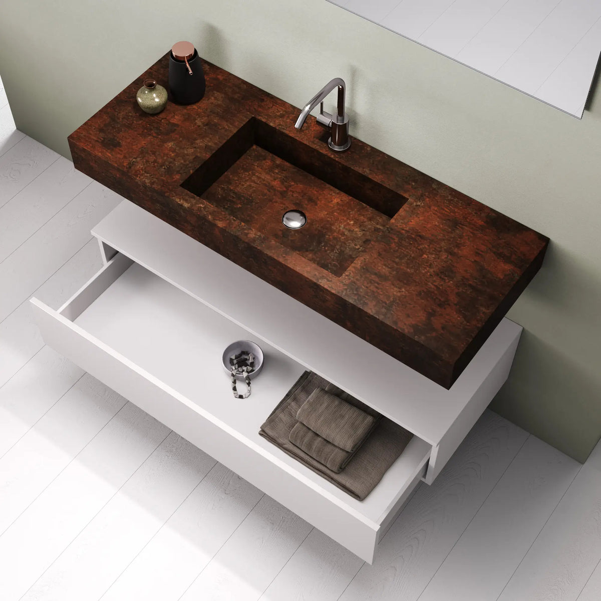 Composizione Bagno 120cm Con Vasca Integrata Cassetto E Specchio - Mobile Bagno TFT