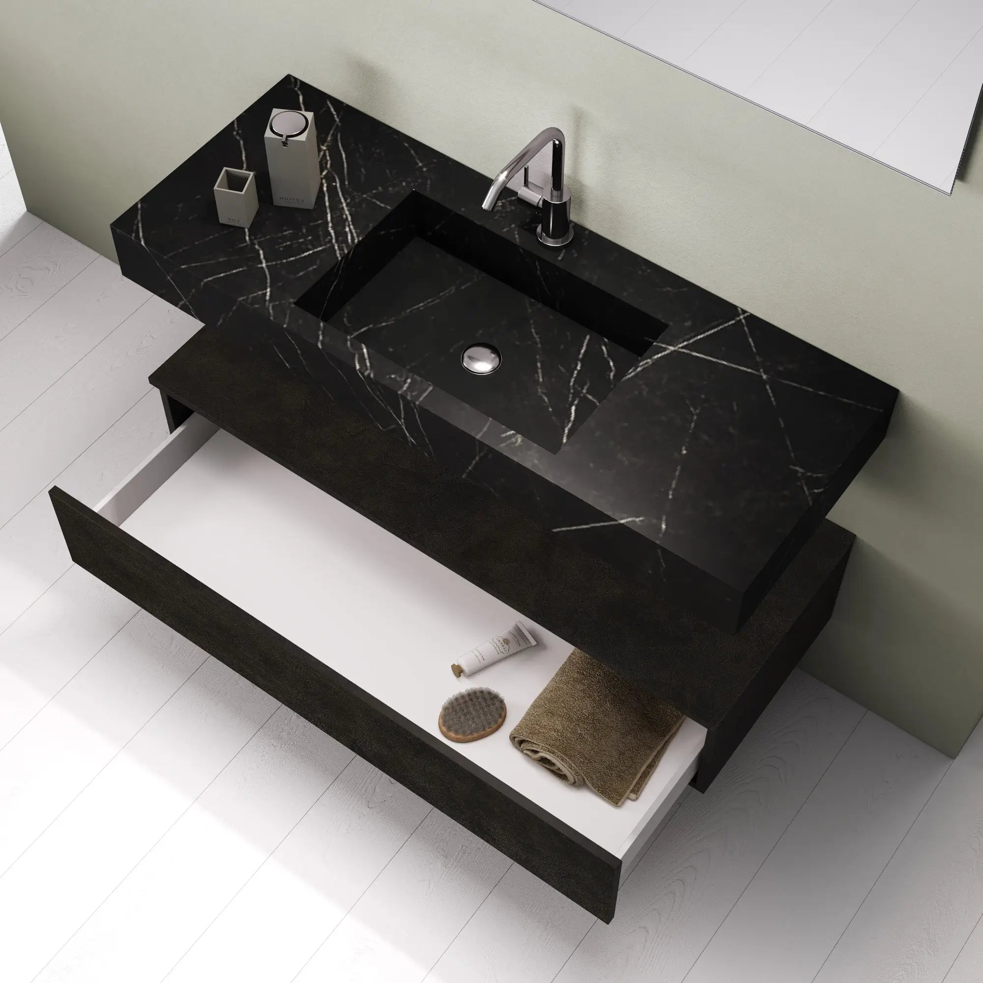 Composizione Bagno 120cm Con Vasca Integrata Cassetto E Specchio - Mobile Bagno TFT