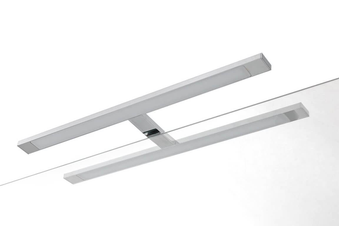 Composizione Bagno 200cm Con Doppio Lavabo, Cassetti E Specchio Con Lampada