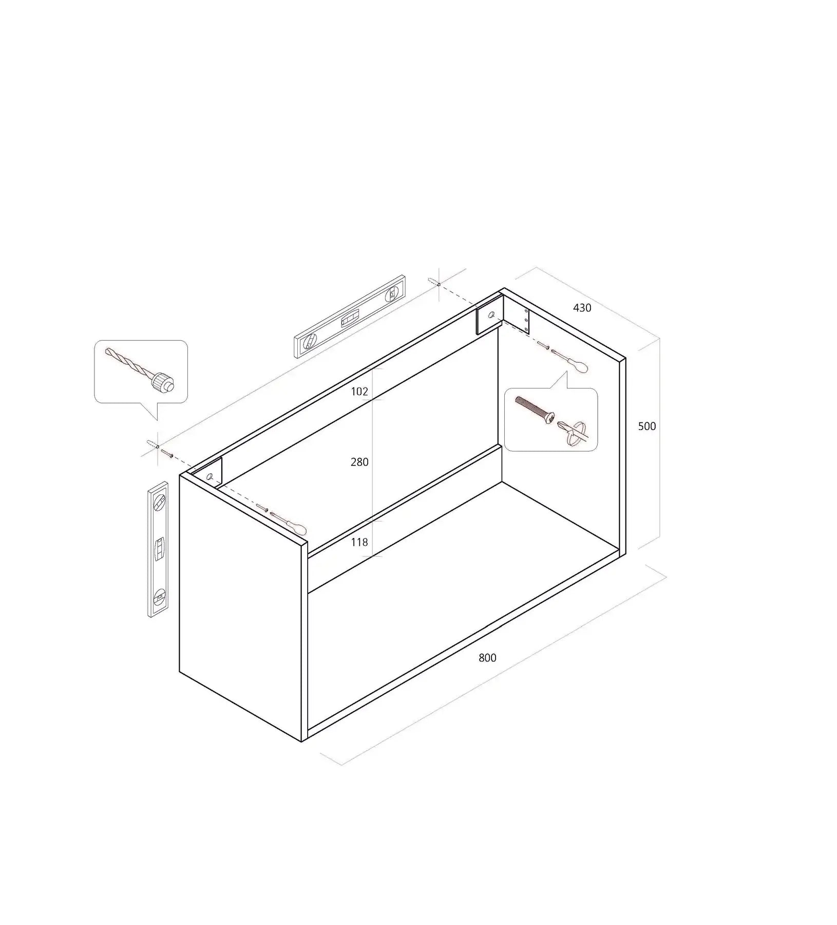 Composizione Bagno 80cm Sospesa Con Due Cassetti E Specchio Con Lampada