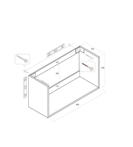 Composizione Bagno 80cm Sospesa Con Due Cassetti E Specchio Con Lampada