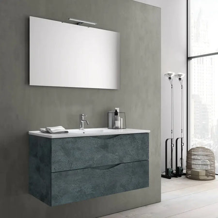Composizione Bagno Sospesa Effetto Pietra 60cm Blu Effetto Pietra