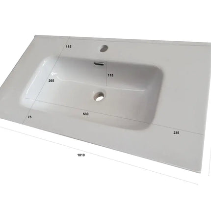 Composizione Mobile Bagno 100cm Sospeso Con Due Cassetti E Specchio Con Lampada